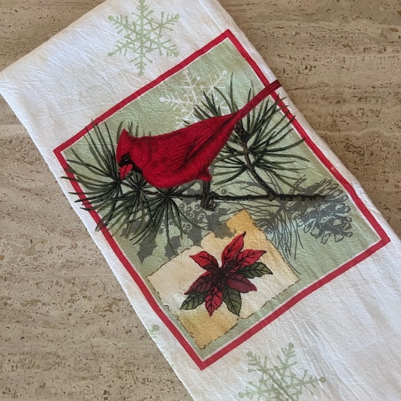 Vintage Red Cardinal Winter Tea Towel - Picture 3 of 7